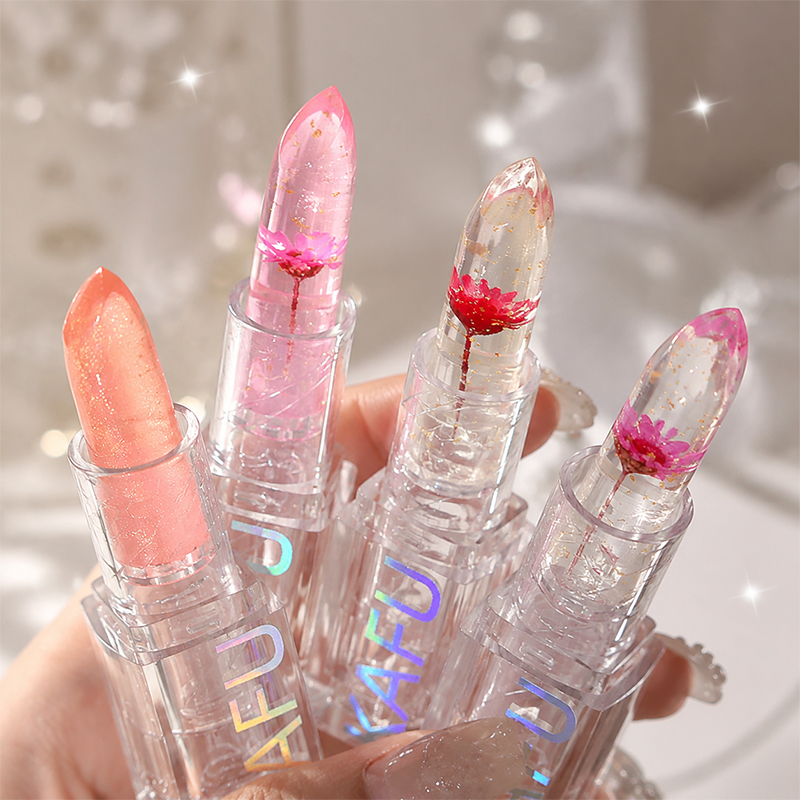 Lip Tint Korean - 4개입 온도변색 젤리 컬러 글리터 립스틱