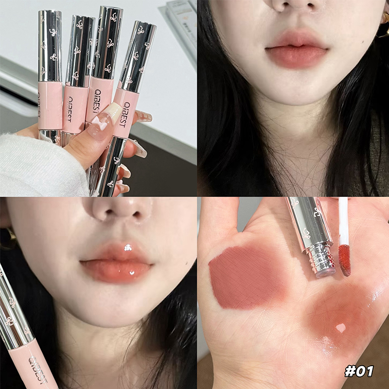 Lip Tint Korean - QIBEST 더블 헤드 립 글로스 매트