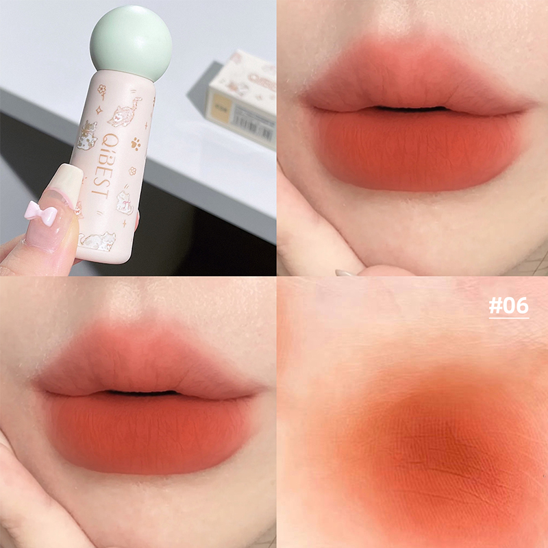 Lip Tint Korean - QIBEST 귀여운 벨벳 매트 립 머드
