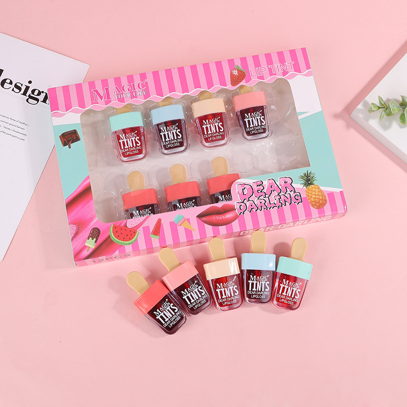 Lip Tint Korean - 12Pcs 한국 과일 립 색조 아이스크림